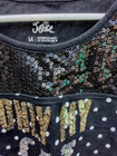 Justice Girls Top "Only My Cat Understands Me"Black Polkadot Squins Size 14 — photo 2