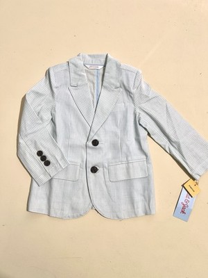 Cat & Jack Toddler Boys Seersucker Blazer Size 2T Light Blue & White Stripe