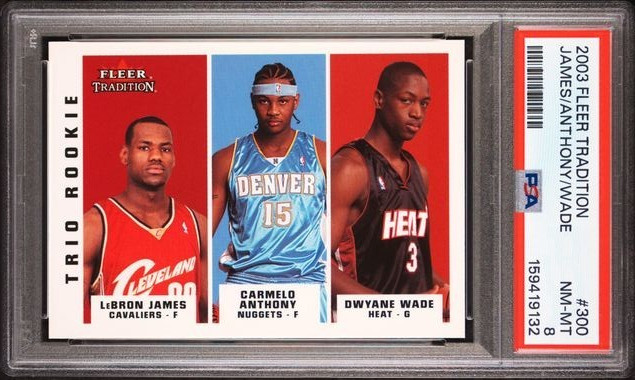 2003-04 Fleer Tradition LeBron James Dwyane Wade Carmelo Anthony #300 RC PSA 8
