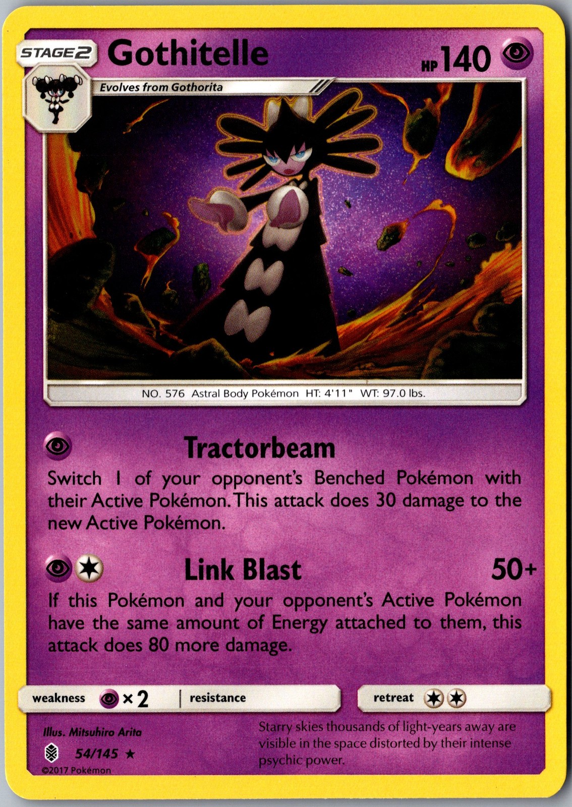 Gothitelle 54/145 Rare SM - Guardians Rising LP Pokemon Card