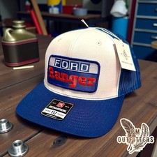 Retro Ford Ranger Logo Patch Snapback Richardson 112 Royal White Trucker Hat