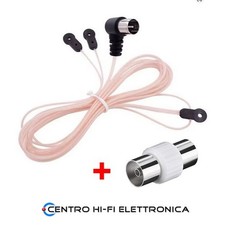Antenna Radio FM Dipolo per casa 75 Ohm con adattatore