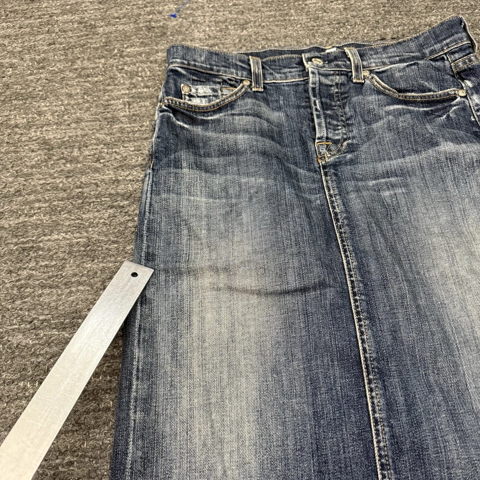 Saia jeans vintage 7 for All Mankind feminina 28 azul denim boycut Y2K EUA - Imagem 3 de 4