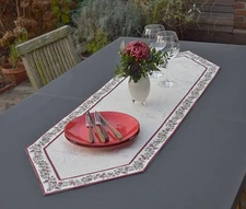 Table Runner Jacquard Matellase 50x150 CM Pointed Ecru with Roses from France