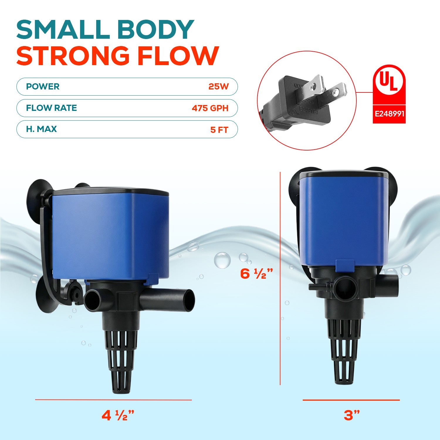 Pompa acqua filtro sotterraneo per acquario 475 GPH foto 2