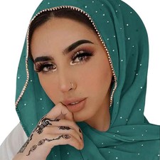 Hijab Scarf for Women Soft Chiffon Rhinestone Long Scarf Shawl Fashion Muslim...