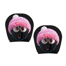 2pcs Funny Car Headrest Coverscartoon Faceno Fillingeasy Installuniversal