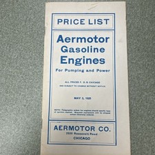 Hit Miss Aermotor Gasoline Engine Price List Booklet