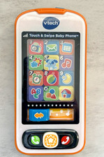 VTech Touch Swipe Baby Phone Toy Numbers Letters White Orange Multicolor
