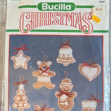 Bucilla Gingerbread Toys Christmas Felt Ornaments Needlework Kit Set of 8 82637