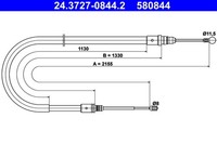ATE Bremsseil Seilzug Feststellbremse 24.3727-0844.2 FüR Peugeot SW 407 Hdi 110