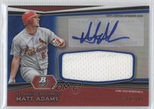 2012 Bowman Platinum Jumbo Relics Blue Refractor 35/199 Matt Adams Auto 3g7
