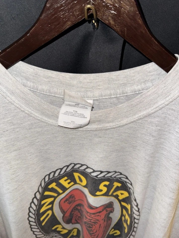 Camiseta Bulldog Gris USMC Cuerpo de Marines de los Estados Unidos Años 90 De Colección Para Hombre’s 2XL Foto 4 de 4