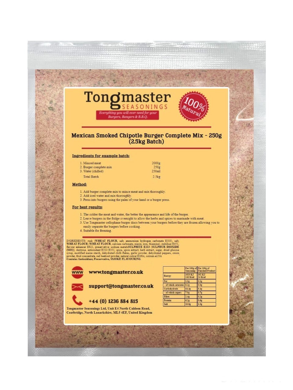 Mexican Smoked Chipotle Burger Complete Mix - 250g