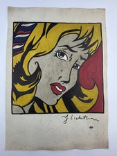 Roy Lichtenstein COA Art Painting Original Drawing Vintage Paper Signed
