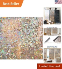 Window Privacy Film Rainbow Film Decorative Window Sticker, 3D Static Stained...
