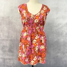 Eddie Bauer Womens Dress Size L Floral Gauzy Empire Waist Boho Cottage READ