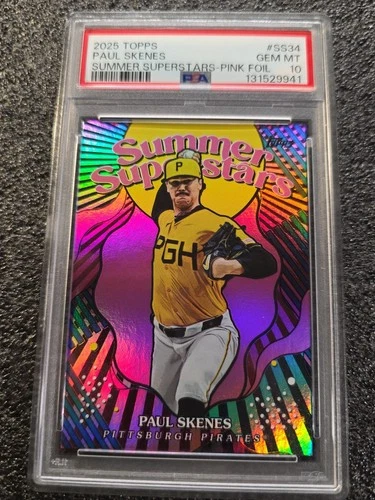 PSA 10! 2025 Topps Series 2 PAUL SKENES Summer Superstars PINK FOIL SS-34