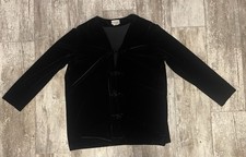 Coldwater Creek Sz 1x Black Velvet Velour Easy-Care Asian Clasp Blazer Jacket