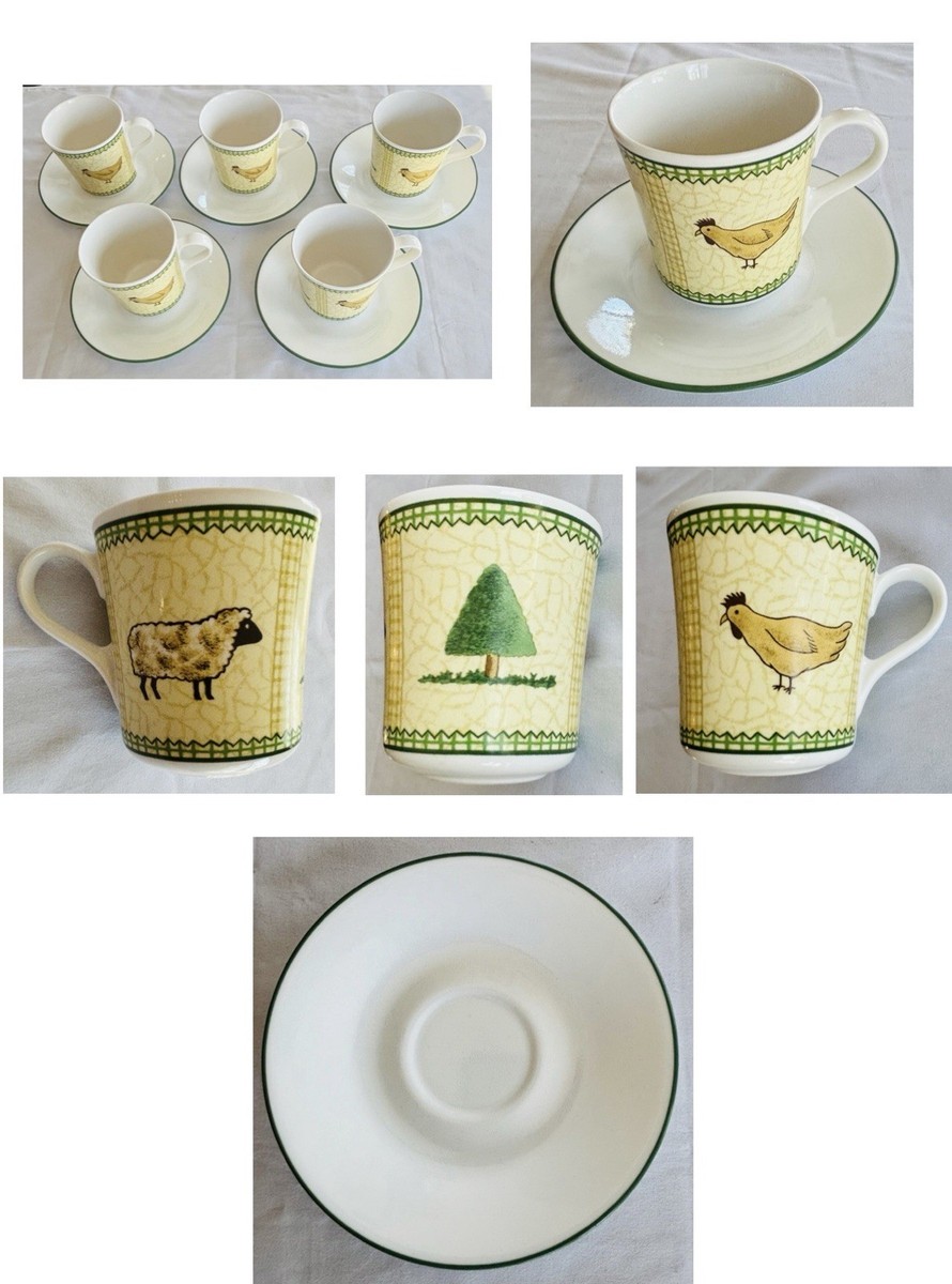 FAIENCERIE DE CHAROLLES フランス製陶器皿６枚セット VINTAGE Corelle Cups and Saucers WINDSOR FARM 10-Piece Set