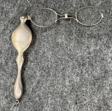Antique Victorian Lorgnette Marked Sterling Silver Folding Opera Glasses