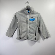 Patagonia Fleece Jacket Kids 5T Gray Full Zip Stand Collar Sherpa Winter Warm