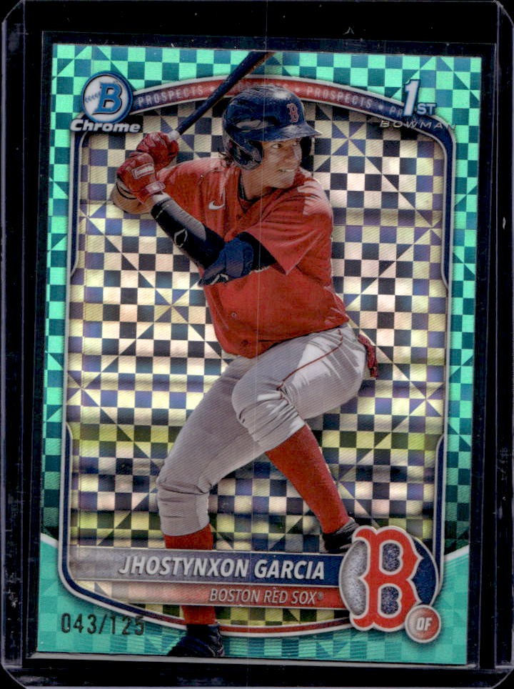 2025 Bowman Jhostynxon Garcia Chrome Refractor Aqua X-Fractor 1st Prospect #/125