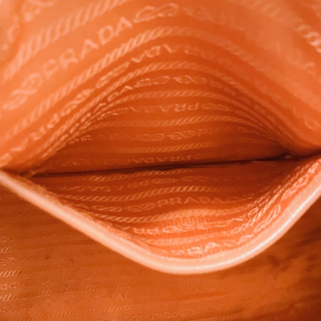PRADA Saffiano Leather Boston Bag 2Way Shoulder bag Orange Used Italy thumbnail 16