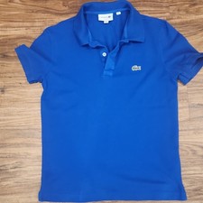 Lacoste Slim Fit Blue Cotton Short Sleeve Polo Shirt Crocodile Logo Men's M