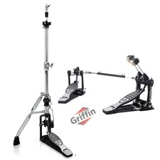 GRIFFIN 2-Leg Hi-Hat Stand & Double Bass Peda...