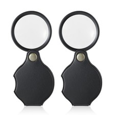 2Pk 10X Foldable Magnifying Glass w/ Protective Sheath for Reading Cards Labels