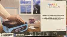 Proscan Bluetooth Style Retro Turntable with FM Radio and Stand, PRC894-BLUE