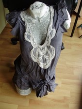 Magali Pascal Seidenbluse Top grau Stickerei Spitze M