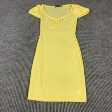 Pretty Little Thing Dress Womens 0 Yellow Tie Stretch Lightweight Slim Vacation