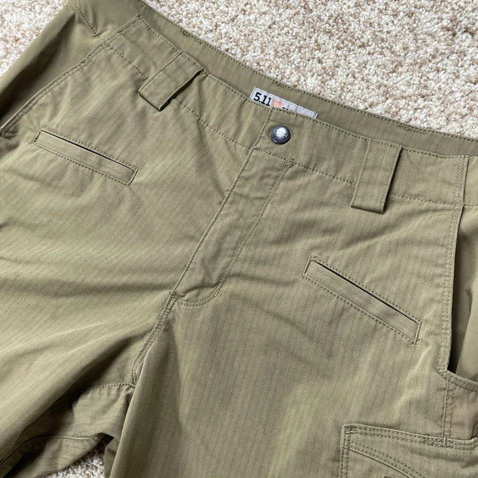 Shorts cargo tático masculino 5.11 costura interna 34 - 10” marrom bronzeado ripstop - Imagem 3 de 4
