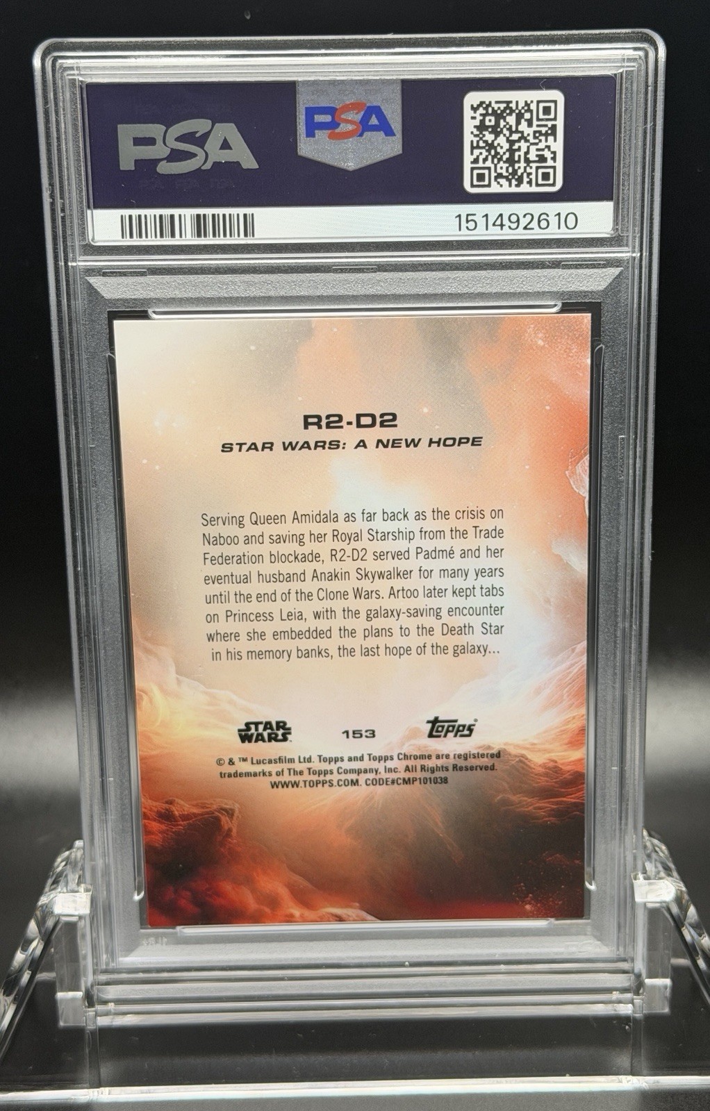 2025 Topps Star Wars Chrome #153 R2-D2 Orange Pulsar /25 PSA 9 pop 1, 1 higher view 2