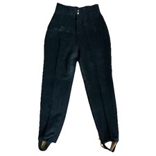 Bogner Velvet Corduroy Ski Stirrup Pants High Rise Womens Size 10 Black - USA