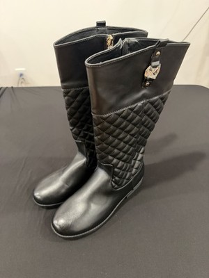 MICHAEL Michael Kors Ender Women s Knee High Riding Boots Black Quilted Zip 5