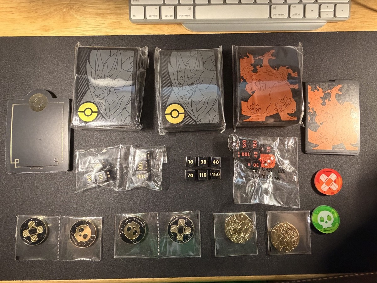 pokemon card accessories Pokemon TCG Accessories Lot from Zamazenta Premium ETB + Champions Path ETB