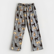 Cuddl Duds Fleece PJ Pants Men  s M Gray Labrador Dogs Lounge Pockets Sleepwear