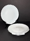 Vintage Arcopal Coquillage Shell Dishes White Milk Glass Scallop Set of 4—8” D.
