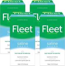 Fleet Laxative Saline Enema for Adult Constipation, 4.5 fl oz, 4 Bottles (Pack o