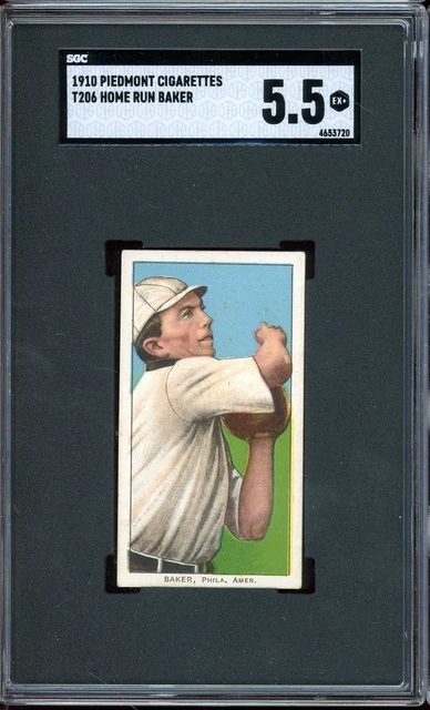 1909-11 T206 Piemont Zigaretten Baseball Frank Home Run Baker SGC 5,5