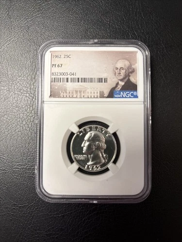 1962 NGC PF67 Proof 90% Silver Washington Quarter!  25C Portrait Label!
