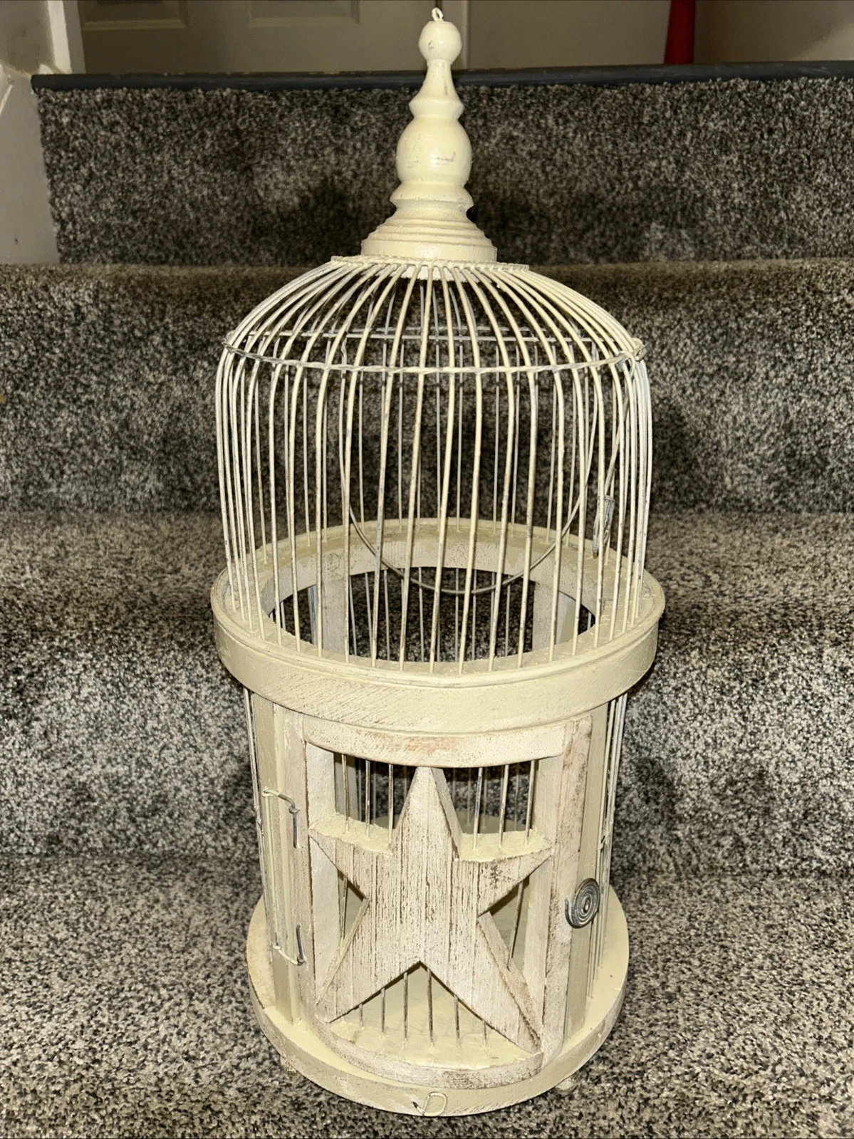 Vintage Bird Cage!! Wood And Metal Wired. 21 1/2 Inches Tall. 8” Wide