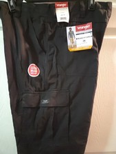 Wrangler Mens Fleece Lined Relaxed Fit Cargo Black Cotton Pants Size 36x34 NWT