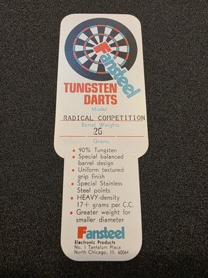Fansteel Radical Competition 26g Dart Card
