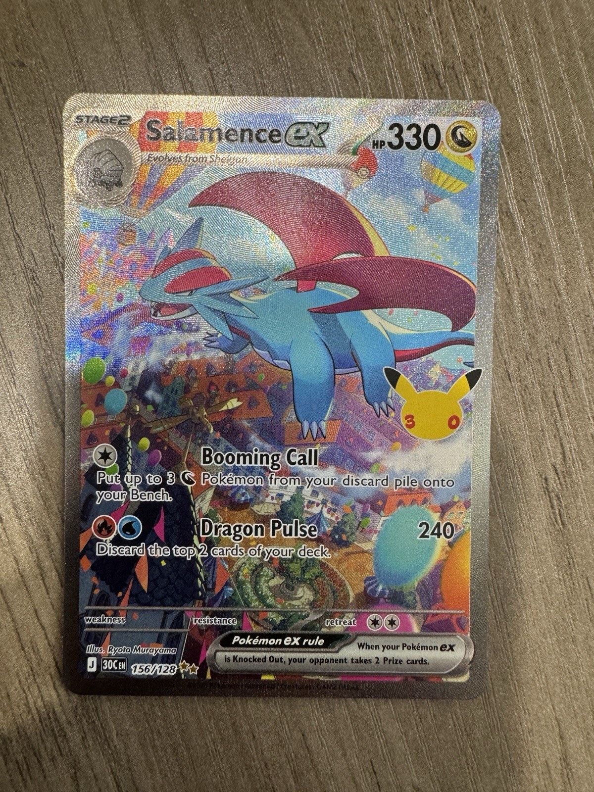 Pokémon 30th Celebration Salamence ex 156/128 SIR Secret Illustration IN HAND MT