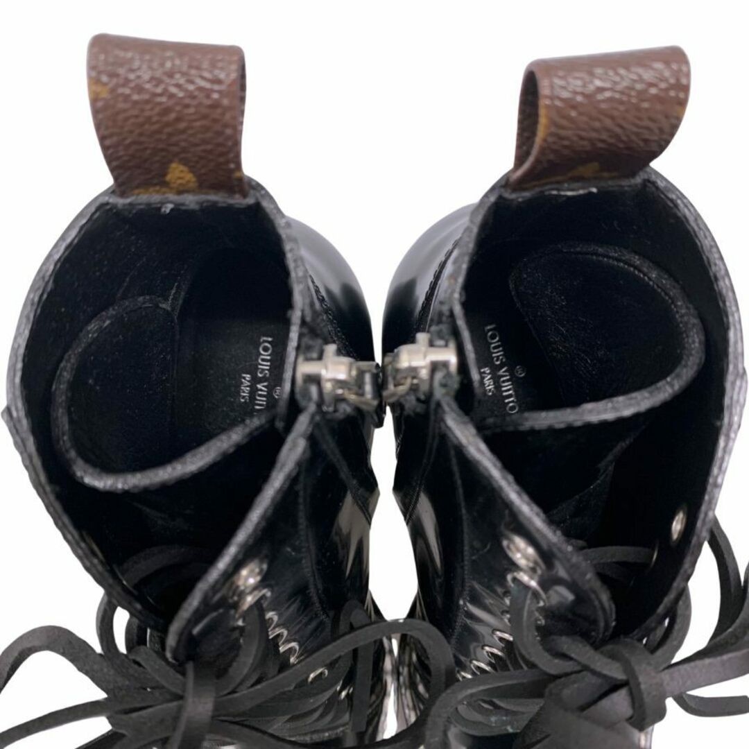 Louis Vuitton Star Trail Leather Boots Size 35 Solid Leather Black Lace Up Heel thumbnail 6