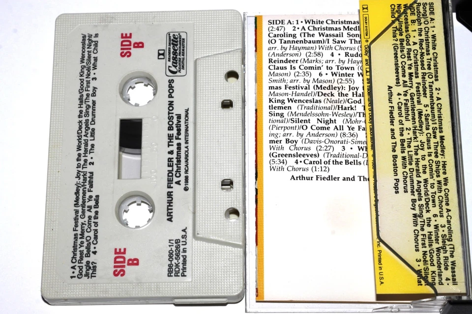 Arthur Fiedler & The Boston Pops A Christmas Festival Cassette Tape PLAY TESTED Foto 4 de 4